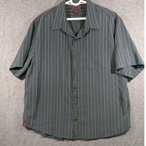 Tony Hawk Dark Grey Striped Button Up Skater Shirt Mens Size XL